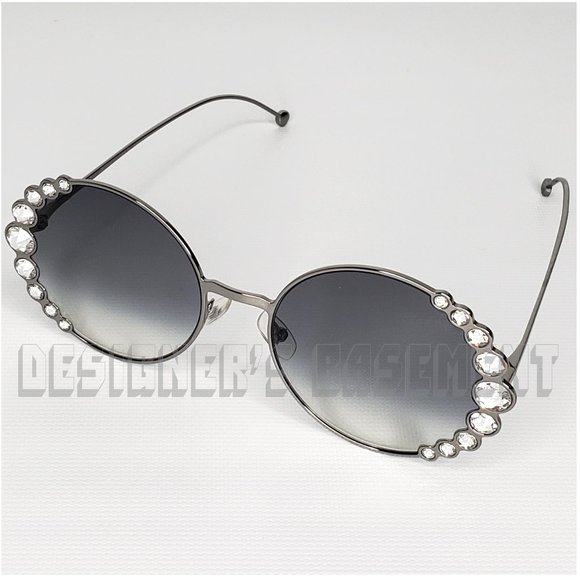 FENDI ruthenium RIBBONS AND CRYSTALS dark gray round gradient FF0324S Sunglasses main image 4
